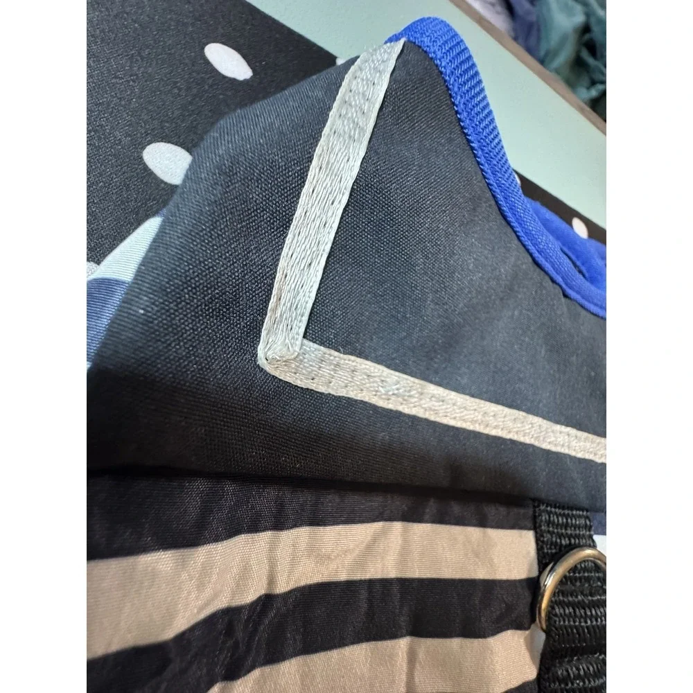 Navy Blue and White Striped Nautical SMALL Dog Outfit Leash Reflective Snaps XL